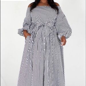 Black and white striped dress